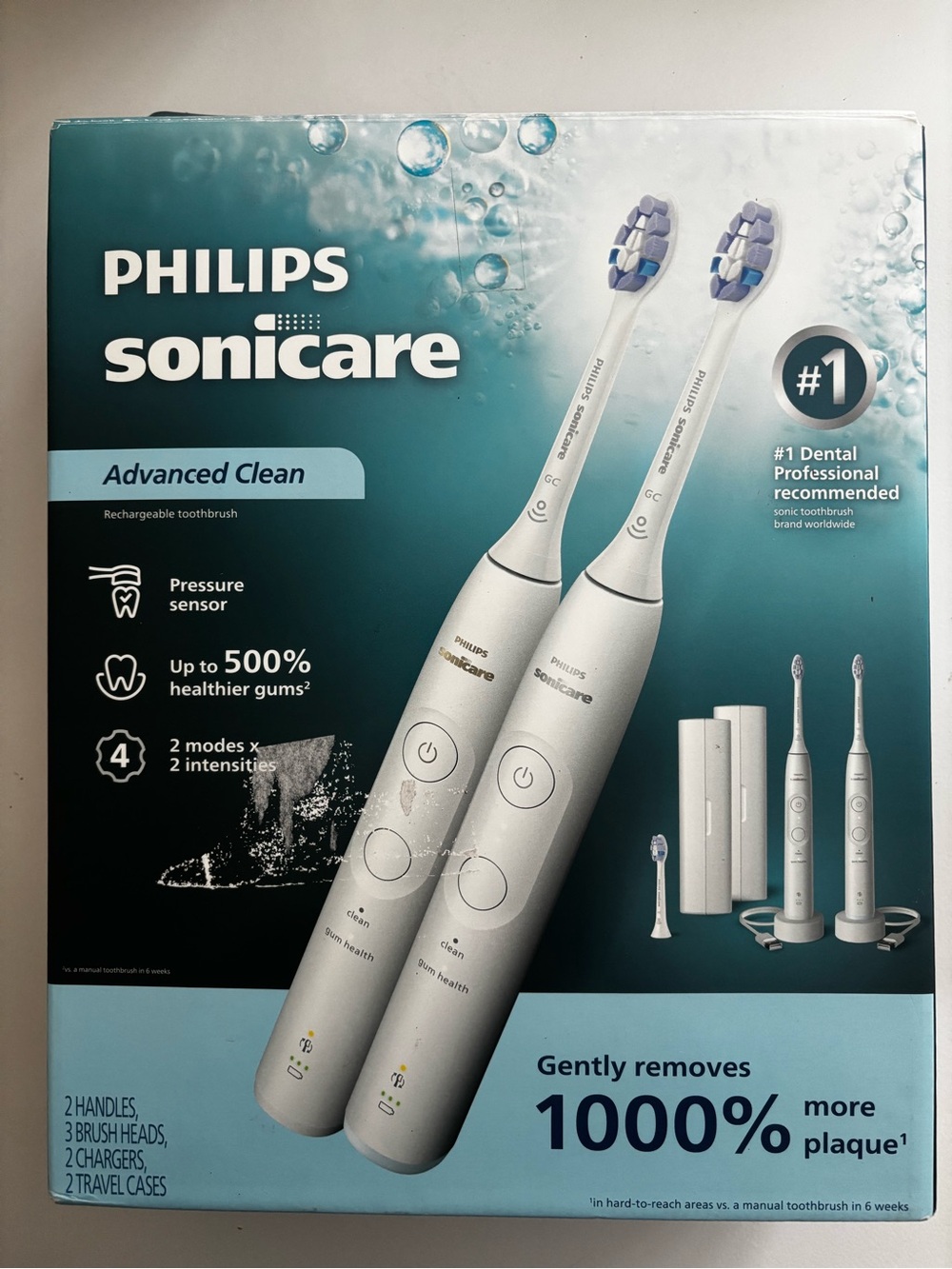Philips Sonicare Advanced Clean Rechargeable Electric Toothbrush, 2-pk Open Box